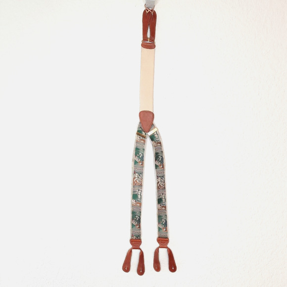 Trafalgar Silk Braces Suspenders Baseball National Pastime Leather Limited Ed